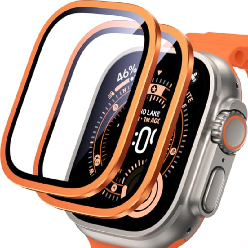 Smartwatch Case - 2PCS HD กระจกนิรภัยโลหะสำหรับแอปเปิ้ลวอทช์อัลตร้า 2-3 49 มม.ป้องกันหน้าจอป้องกันรอยขีดข่วนกันชนฟิล์มเต็มรูปแบบสำหรับไอวอทช์