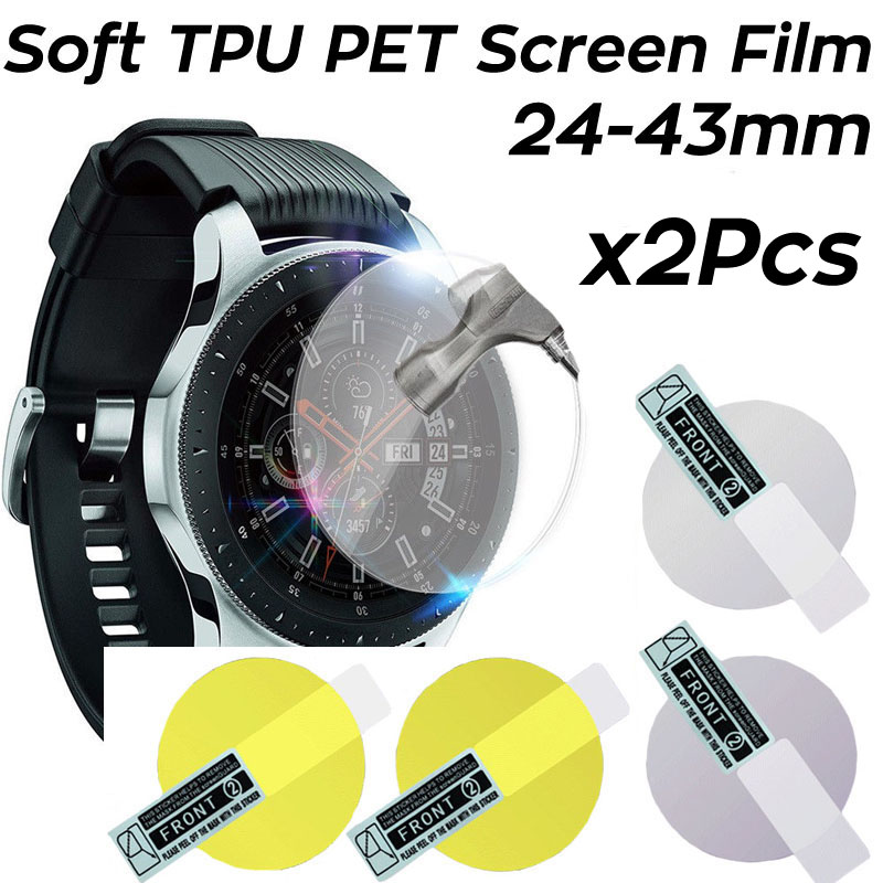 Smart Watch Accessories - 2PCS ซอฟท์ไฮโดรเจลฟิล์มป้องกันรอยขีดข่วนฟิล์มป้องกัน 24 มม.-43 มม.สมาร์ทวอทช์ TPU