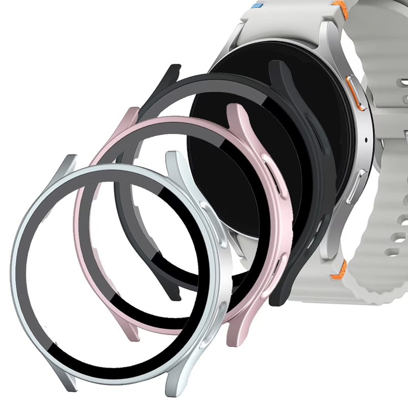 Accessories For Galaxy Watch 5 - เคสพีซีแบบด้านแข็งพร้อมกระจกนิรภัยสำหรับ Samsung Galaxy Watch 7 6