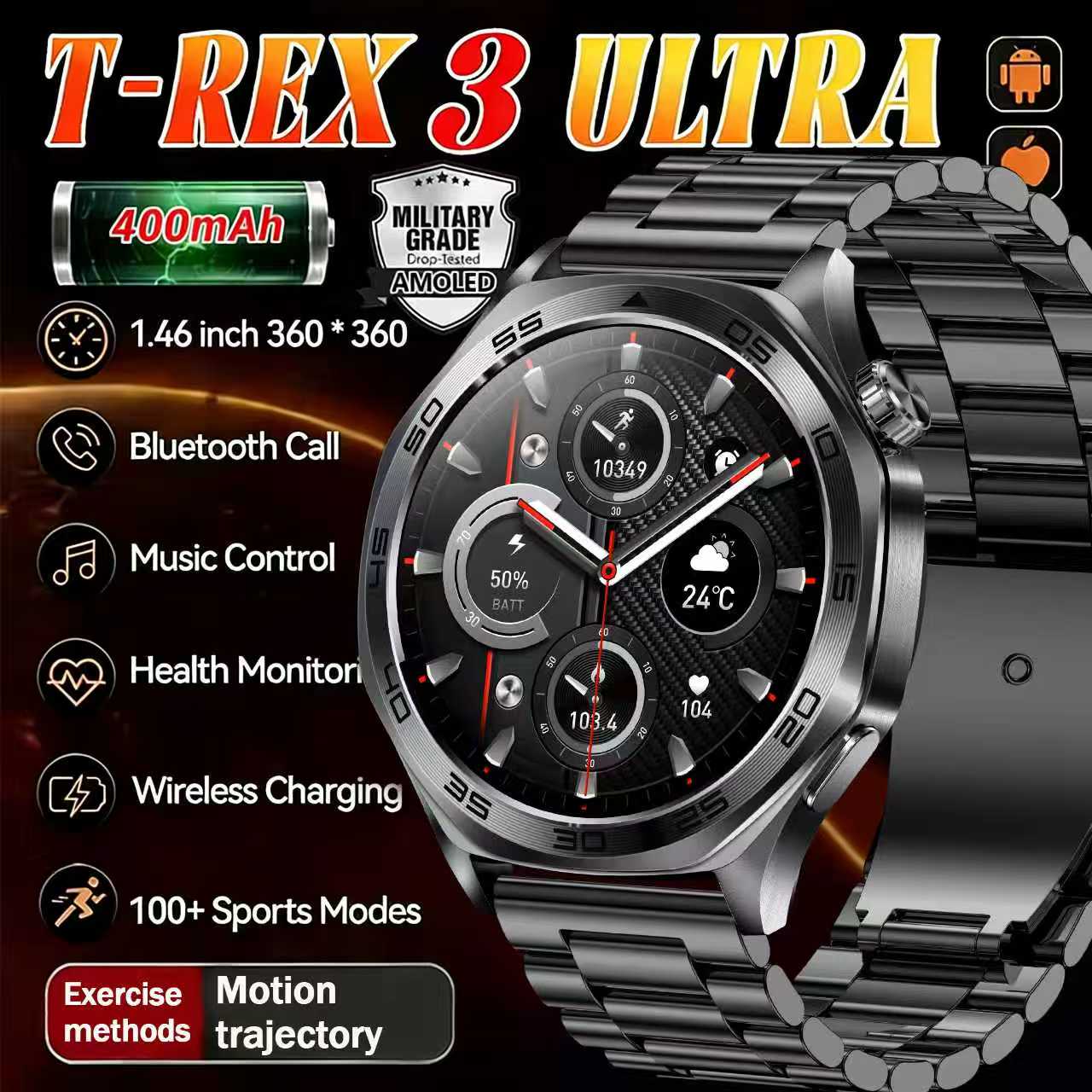 Smartwatch Custom - สมาร์ทวอทช์ผู้ชาย รุ่นปี 2026 หน้าจอ 1.46 นิ้ว