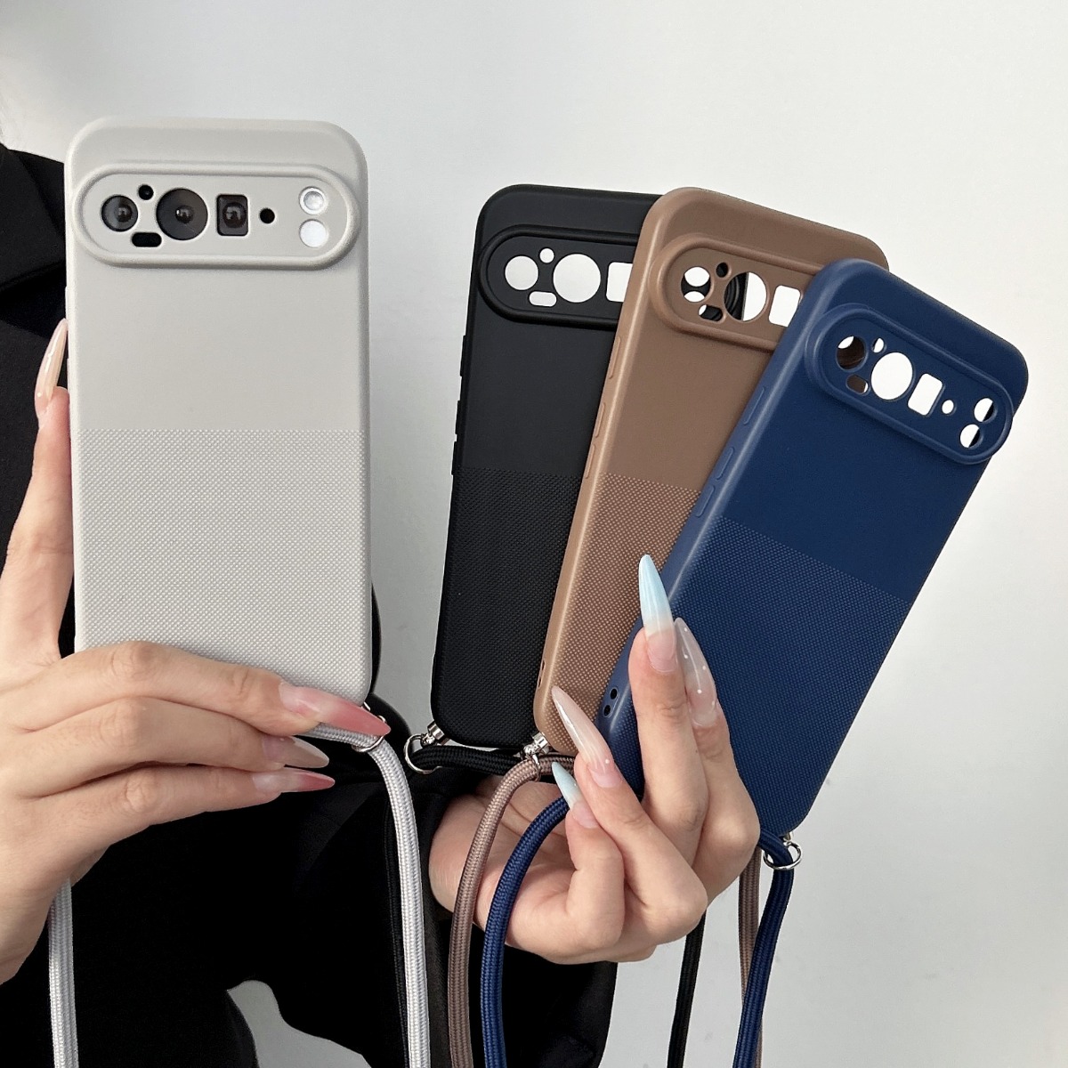 Google Pixel 8A - สายคล้องคอแบบไขว้ เคสโทรศัพท์ TPU แบบด้าน สำหรับ Google