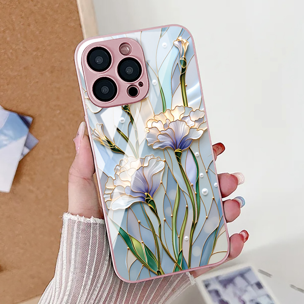 Screen Protector Film - เคสโทรศัพท์ลายดอกบัว สำหรับ iPhone 16 Pro, iPhone
