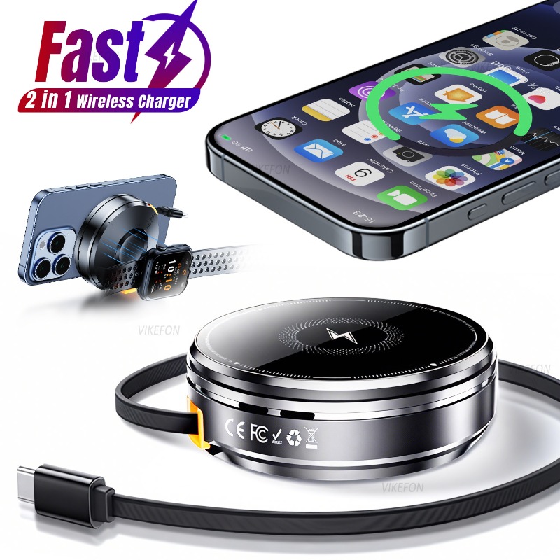 Watch Charger Cable - ที่ชาร์จไร้สายแม่เหล็ก 2 in 1 พร้อมสายในตัว สำหรับ