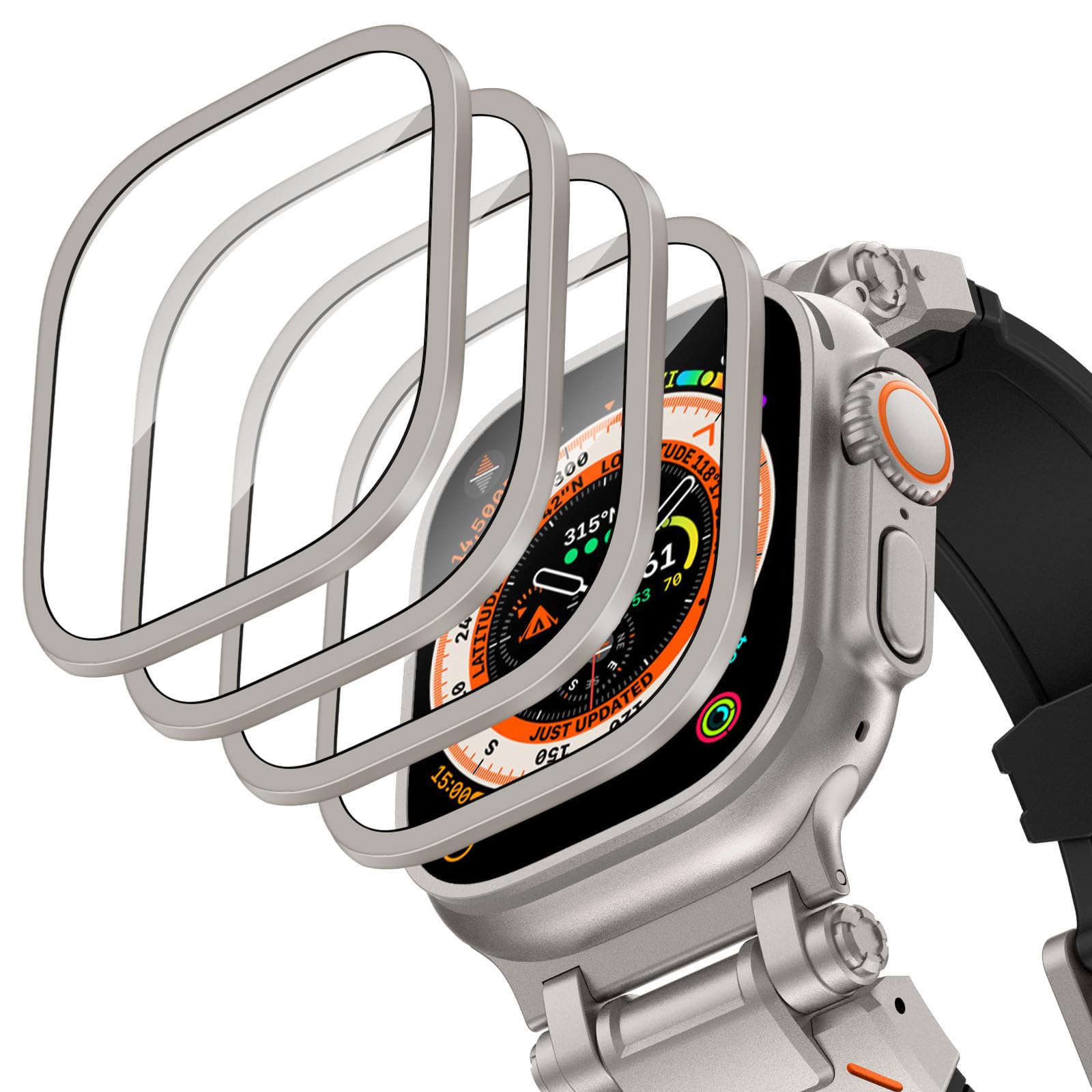 Smartwatch Case - เคสอลูมิเนียมอัลลอยด์ + กระจกนิรภัยสำหรับแอปเปิ้ลวอทช์อัลตร้า 2-3 49 มม.ป้องกันรอยขีดข่วนป้องกันหน้าจอไอวอทช์
