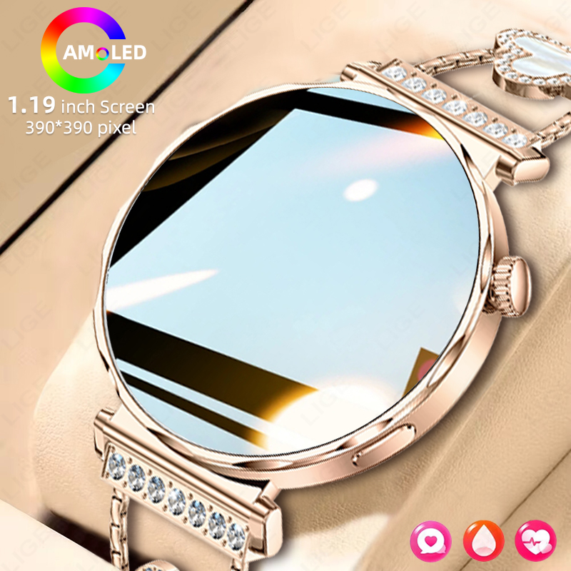 Smartwatch Custom - นาฬิกาอัจฉริยะ LIGE รุ่นหรูหราสำหรับผู้หญิง หน้าจอ AMOLED ปรับแต่งหน้าปัดได้