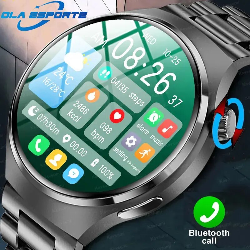 Smartwatch Face - นาฬิกาสมาร์ทวอทช์ซีรีส์ GT สำหรับผู้ชายผู้หญิงโทรผ่านบลูทูธ GPS ติดตามอัตราการเต้นของหัวใจนาฬิกาอัจฉริยะ2024สายรัดข้อมือใหม่