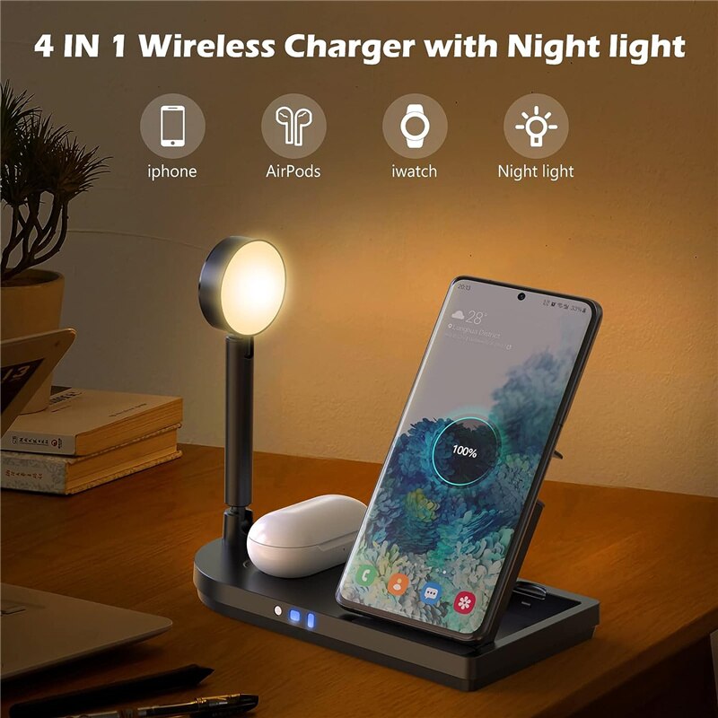 แท่นชาร์จไร้สายแบบพับได้ 3-in- - Watch Charger Cable บทวิจารณ์และราคา