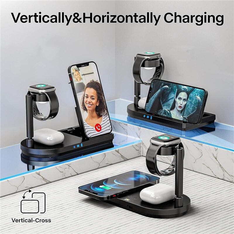 แท่นชาร์จไร้สายแบบพับได้ 3-in- - Watch Charger Cable บทวิจารณ์และราคา