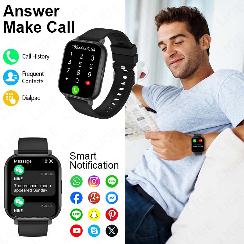 LIGE สมาร์ทวอทช์หน้าจอ HD ขนาด - Smartwatch Face บทวิจารณ์และราคา